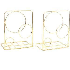 2Pcs Ronde Metalen Desktop Boekensteunen Boek Eindigt Ondersteuning Standhouder Plank Boekenrek R9JA