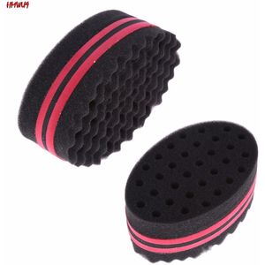 Roud Vorm Dubbele Kanten Magic Twist Haar Borstel Spons Voor Natuurlijke Haar, haar Krullen Afro Coil Wave Dreads Spons Borstel