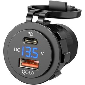 25V 2.1A Waterdichte Dual Poorten Usb Charger Socket Adapter Outlet Display Voltmeter Voor 12-24V Auto boot Motorfiets Voertuigen