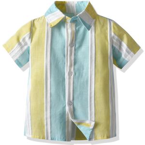 Zomer Baby Boy Shirts Streep Blouse Strand Korte Boy Mouw Casual Jongens Shirt Voor Kinderen Top