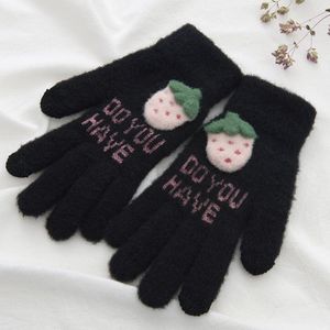 Winter kasjmier laine tricoter wanten roze handschoenen kinderen warm verwarmde zonder vingers fluwelen handschoen zwart grijs kids handschoen
