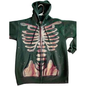Trendy Schedel Skelet Print Gothic Sweatshirt Vrouwen Lange Mouwen Zip Up Losse Hoodie Casual Sport Jas Jas Streetwear