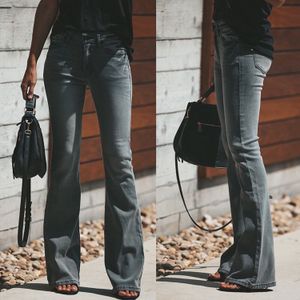 Elasticiteit Skinny Jeans Vrouwen Slim Zwart Grijs Flare Denim Broek Mujer Europa En Amerika Streetwear Hoge Taille Vintage Broek