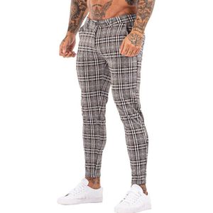 Gingtto Mannen Chino Broek Skinny Super Stretch Chino Broek Slim Fit Heren Casual Broek Plaid Elastische Taille London Zm3101