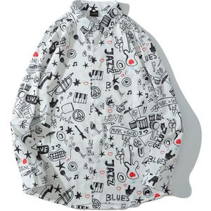 OSCN7 Casual Gedrukt Lange Mouwen Shirt Mannen Hoge Hoge Streetwear Fall Vrouwen Shirt Retro Shirts Harujuku Mens Shirt X1022