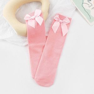 Meisjes Kniekousen Met Bogen Snoep Kleur Katoen Ademende Kousen Prinses Sokken School Marine Blauwe Sokken