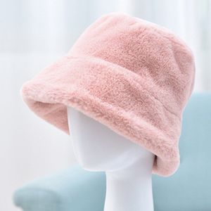 Grote Maat Chic Vrouwen Winter Reizen Effen Kleur Plushy Faux Fur Brede Rand Dikke Warme Emmer Cap