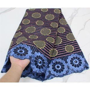 Pgc Afrikaanse Kant Stof Wit Zwitserse Voile Katoen Naaien Geborduurde Jurk Voor Vrouwen YA4438B-3