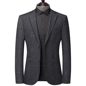 2022 Lente Mannen Business Casual Blazer Jas Dikke Stretch Donkergrijs Mode Pak Mannelijke Kleding