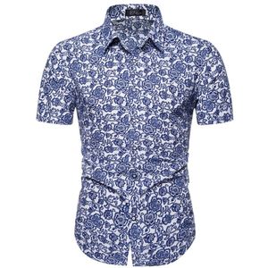 Zomer Mannen Casual Korte Mouwen Bloemen Shirts