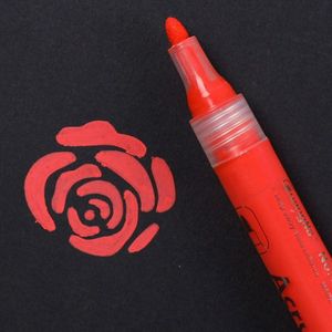 1 Pcs Acryl Permanente Verf Marker Pen Voor Diy Keramische Rock Glas Porselein Mok Hout Stof Canvas Schilderij 5 Kleuren