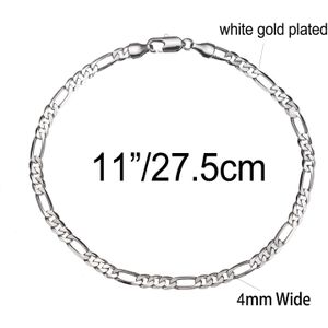 Goud Kleur/Witte Kleur 4 Mm Figaro Link Chain Platte Enkelbandje, 9 10 11 Inches Enkelband Voor Vrouwen Mannen Waterdichte