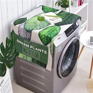XYZLS Dual-purpose Wasmachine Covers Tropische Planten Gedrukt Koelkast Katoen Linnen Stofkap met Opbergtas 1 Stuk
