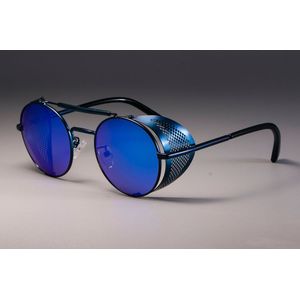 Zml14 Retro Ronde Metalen Zonnebril Steampunk Mannen Vrouwen Bril Oculos De Sol Shades Uv-bescherming