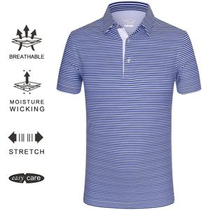 EAGEGOF Man golf shirts Korte mouw streep polo T-shirt snel droog Tennis/golf slijtage non-iron sport kleding zachte