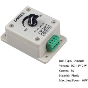 Led Dimmer Dc 12V 24V 8A Verstelbare Helderheid Lamp Strip Driver Enkele Kleur Licht Voeding controller