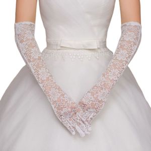 Trouwjurk Accessoires Charm Bridal Handschoenen Wit Kant Met Vinger Lange Handschoen Elegante Dame Bruid Prom Sieraden