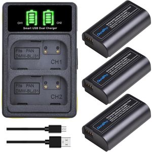 Durapro 2Pc DMW-BLJ31 Dmw BLJ31 Batterij + Lader Met Type C Poort Usb Kabel Voor Panasonic Lumix S1, s1R, S1H Mirrorless Camera 'S