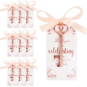 Ourwarm 50 Set Huwelijksgeschenken Voor Gasten Rose Gold Key Zinklegering Flesopener Met Tags Party Favor Communie souvenirs