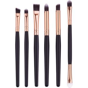 6 Stks/set Professionele Make-Up Kwasten Oogschaduw Eyeliner Brush Tool Zwart Gouden Make-Up Borstel Oog Borstel Beauty Tools Make-Up Kwasten