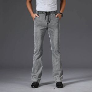 Zomer Dunne Micro Flared Jeans Mannen Boot Cut Denim Broek Koord Stretch Taille Ademend Mannelijke Mode Grijze Broek