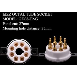 EIZZ High End Keramische 8pin Octaal Vacuüm Buis Socket Base Goud Messing Pinnen Voor EL34 KT88 6550 6V6 274B 6L6 hifi Buizenversterker DIY 1PC