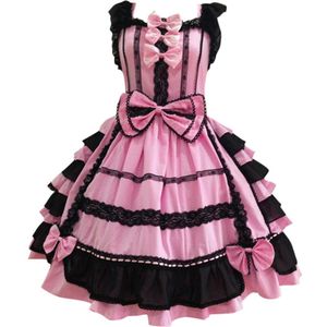 Vintage Gothic Strik Kant Lolita Jurk Vrouwen Patchwork Mouwloze Prinses Feestjurk Klassieke Aristocrat Lolita Dress Z1212