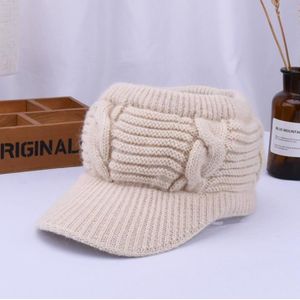 Womens Winter Warm Twist Knit Beanie Hat Fleece Hoge Broodje Paardenstaart Visor Beanie Cap