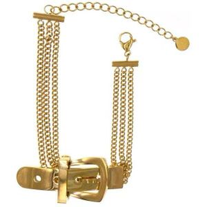 Huanzhi Vergulde Armband Riem Gesp Ketting Overdreven Metalen Armband Voor Vrouwen Meisjes Verstelbare Sieraden