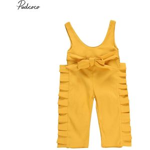 Kids Baby Meisje Bib Broek Lotusblad Een Stuk Band Jumpsuit Romper Outfits Jarretel Broek Overalls 0-5y