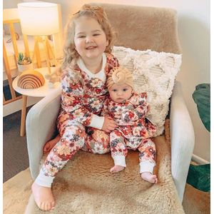 Zus Bijpassende Outfits Pasgeboren Baby Meisjes Lange Mouw Ruches Tops + Bloemen Broek Kinderen Sweatshirts Kleding Set Herfst Outfits