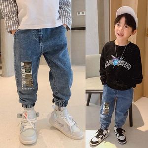 Najaar Kids Jeans Elastische Taille Stretch Denim Broek Grote Kinderen Lente Kleding 3 Tot 14 Jaar Virgin Koreaanse broek Voeten