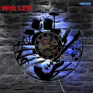 Led Wandlampen Decoratieve Muziekinstrument Handgemaakte Vinyl Record Wandklok Met Achtergrond Licht-De Dag Van Dode