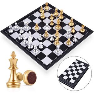 Middeleeuwse Schaakspel Met Schaakbord 32 Goud Zilver Schaakstukken Magnetische Bordspel Schaken Figuur Sets Szachy Checker