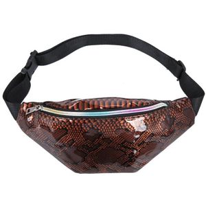 Snake Patroon Vrouwen Heuptas Riem Zakken Vrouwelijke Fanny Pack Bright Lederen Crossbody Borst Bag Banaan Hip portemonnee