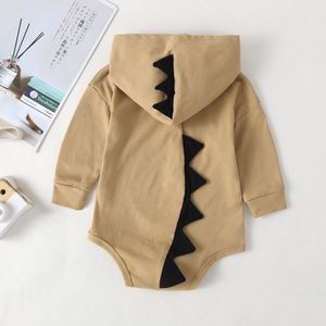 Een Stukken Pasgeboren Baby Unisex Romper Lange Mouw Herfst 3D Cartoon Dinosaurus Hoodies Jumpsuit Kleding voor Jongen Meisje