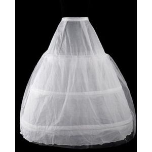 White Wedding Gridal Gown Dress Petticoat Elastische Tailleband Trekkoord A-lijn Onderrok Crinoline Womens 2 Lagen Mesh 3 Hoops