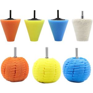 Car Burnishing Foam Sponge Polishing Cone Ball Buffing Pad Car Wheel Hub Cleaner Set