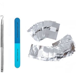 100/50Pcs Aluminium Foil Nagellak Remover Wraps Kits Soak Off Gel Remover Folies Nail Wraps Nail Cuticle pusher Nail File