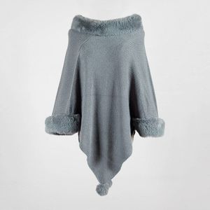 Womens trui coltrui cape knit Poncho Trui vrouwelijke poncho cape Lange losse Solide kleding Mantel