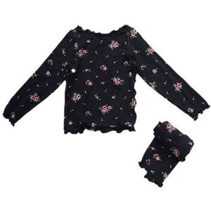 1-8Y Casual Baby Kids Meisjes Bloemenprint Pyjama Set Lange Mouw Blouse Tops + Broek Sleepwears