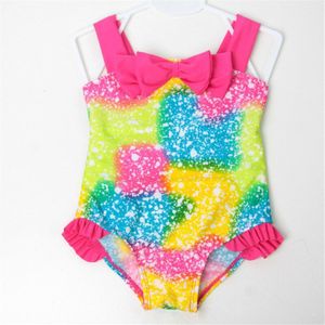Kinderen Een Stuk Badpak 2-7 Y Kind Kleurrijke Patroon Meisjes Badmode Baby Sandy Beachwear Zwemmen Zwembad Pak