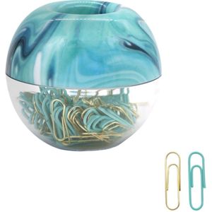 Mint Groen Goud Paperclips in Ocean Blue Paperclip Dispenser Houder met Magnetische Deksel voor Office School Bureau Organizer Supplies