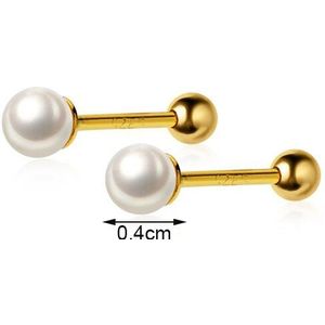 Inzatt Echt 925 Sterling Zilveren Parel Ronde Stud Oorbel Voor Mode Vrouwen Verjaardag Deel Leuke Fijne Sieraden Accessoires