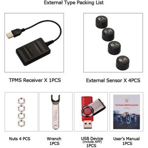 Auto Tpms Voor Android Usb Bandenspanningscontrolesysteem Navigatie Display Draadloze Auto Tyre Druk Alarm