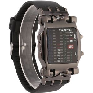 Outdoor Sport Led Digital Binary Horloges Populaire Vierkante Wijzerplaat Uisex Rubber Band Casual Polshorloge Relogio