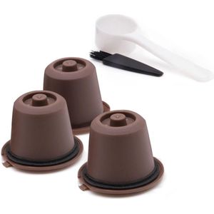 1/3Pcs Koffie Capsule Hervulbare Herbruikbare Herbruikbare Hervulbare Nespresso Machine Capsule Plastic Filter Cups Lepel Borstel