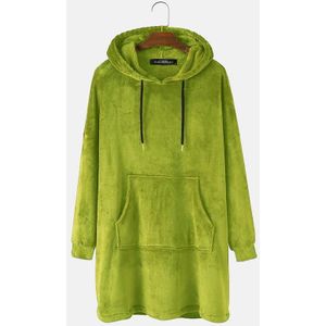 Incerun Heren Badjassen Lange Mouw Hooded Slaap Gewaden Man Leisure Effen Kleur Nachtkleding Gezellige Grote Zakken Homewear Fleece Gewaden