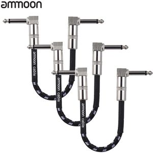 Ammoon Gitaar Effect Pedaal Instrument Patch Kabel 15Cm/0.5ft Lange Met 1/4 ""6.35Mm Zilver Rechts Hoek plug Geweven Jas