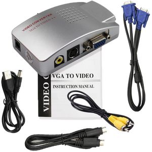 Verkoop Laptop Pc Vga Naar Tv Av Rca Composiet Video Adapter Converter Switch Box Ondersteuning S-Video Rgb ntsc/Pal Computer Signaal